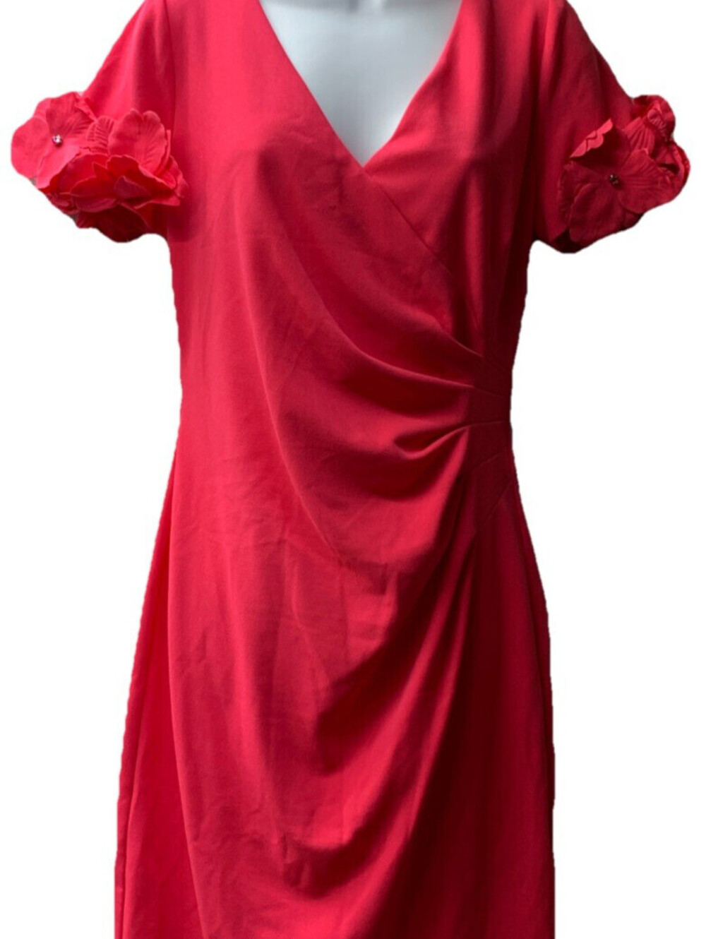 Adrianna Papell Womens Knit Crepe Short Dress Size 8 Red Short Sleeve AP1D105268